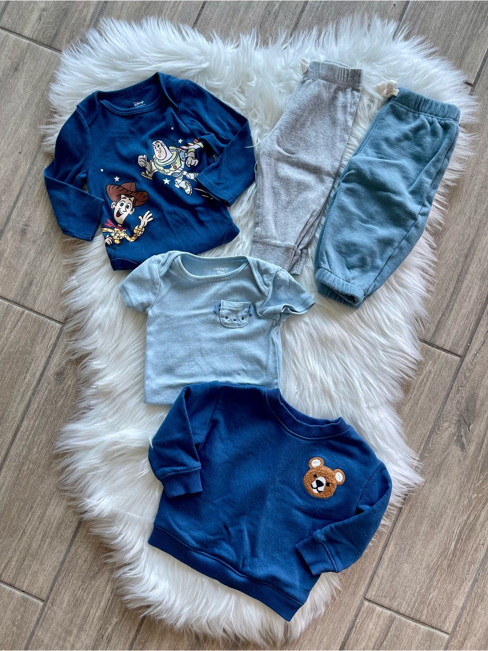 Navy & Light Blue Kids Matching Set Jogger Pants, Bodysuits, and Sweatshirt